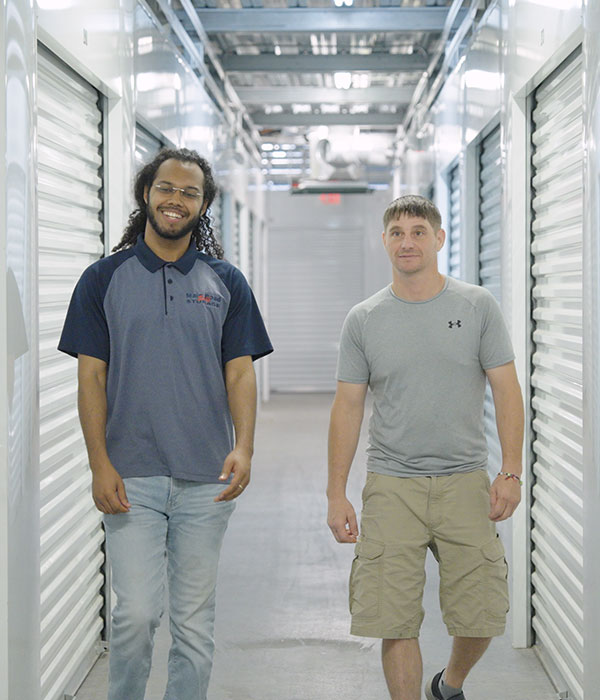 Climate-controlled storage unit interior